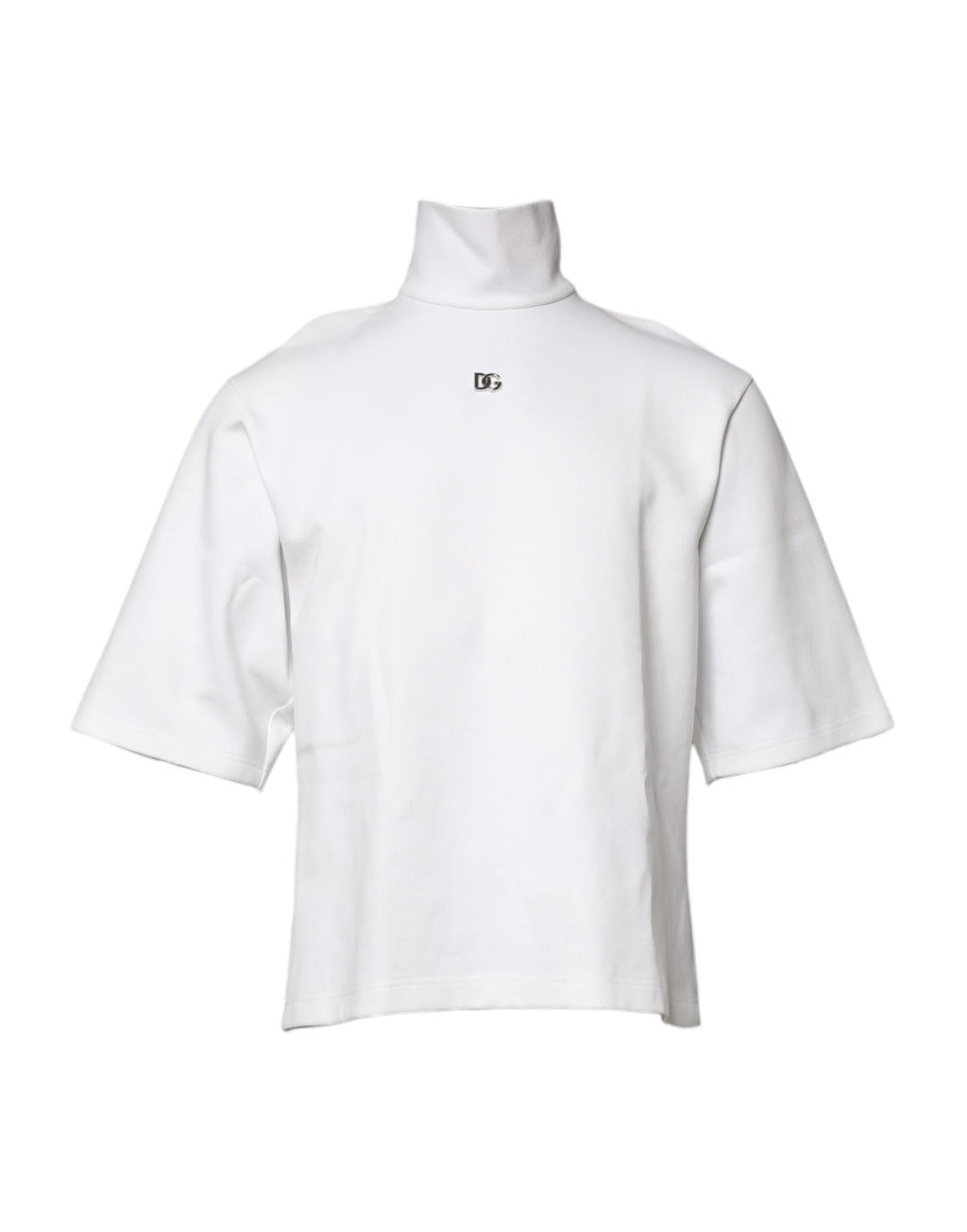 White Cotton Turtleneck DG Applique T-shirt