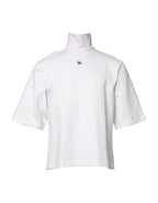 White Cotton Turtleneck DG Applique T-shirt