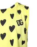 Yellow Cotton Sleeveless DG Heart T-shirt