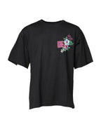 Black DG Floral Print Crew Neck T-shirt