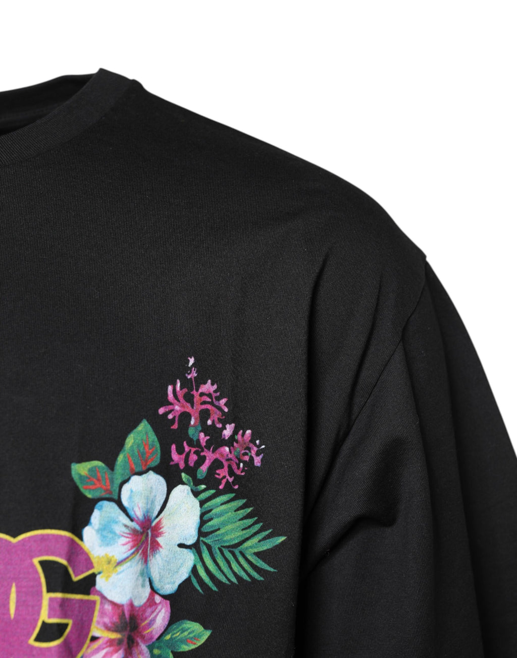 Black DG Floral Print Crew Neck T-shirt