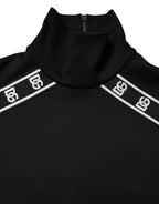 Black Cotton DG Print Turtleneck T-shirt
