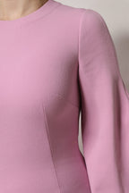 Pink Polyester Long Sleeves Sheath Mini Dress
