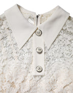 White Floral Lace Long Sleeves A-line Dress