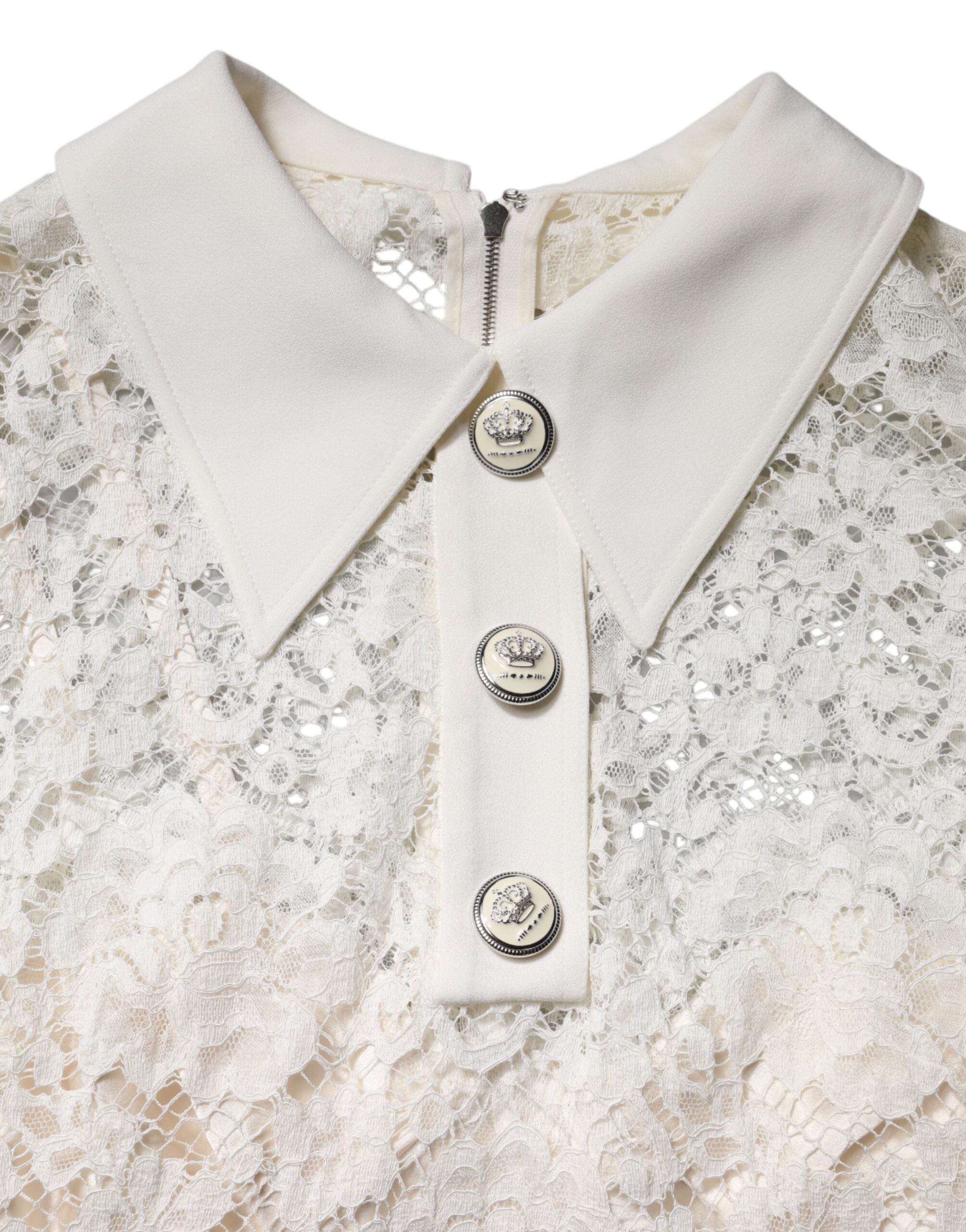 White Floral Lace Long Sleeves A-line Dress