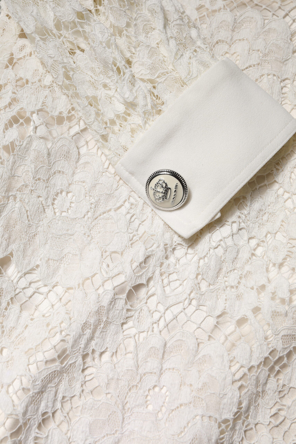 White Floral Lace Long Sleeves A-line Dress