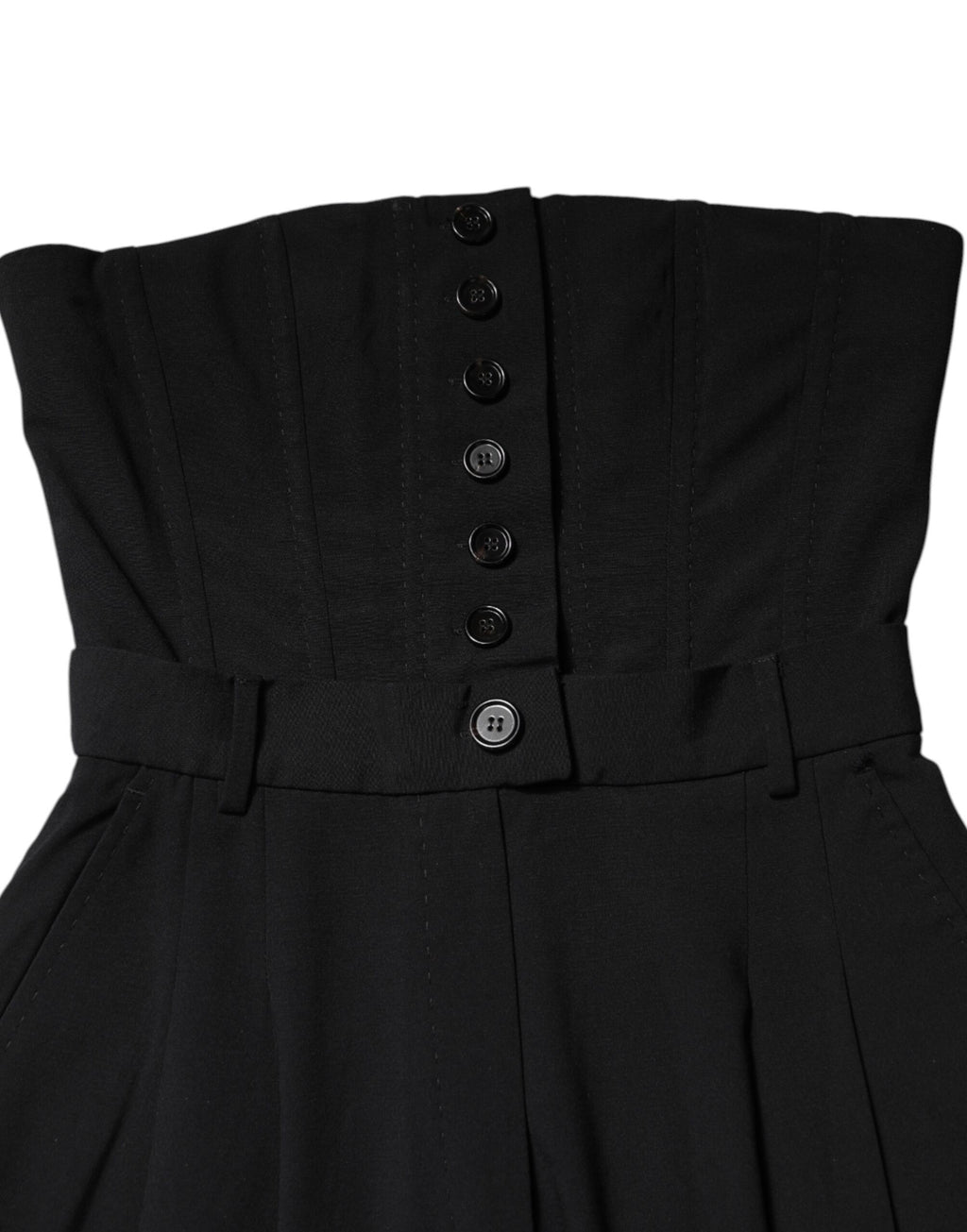 Black Wool Strapless Romper Jumpsuit Dress