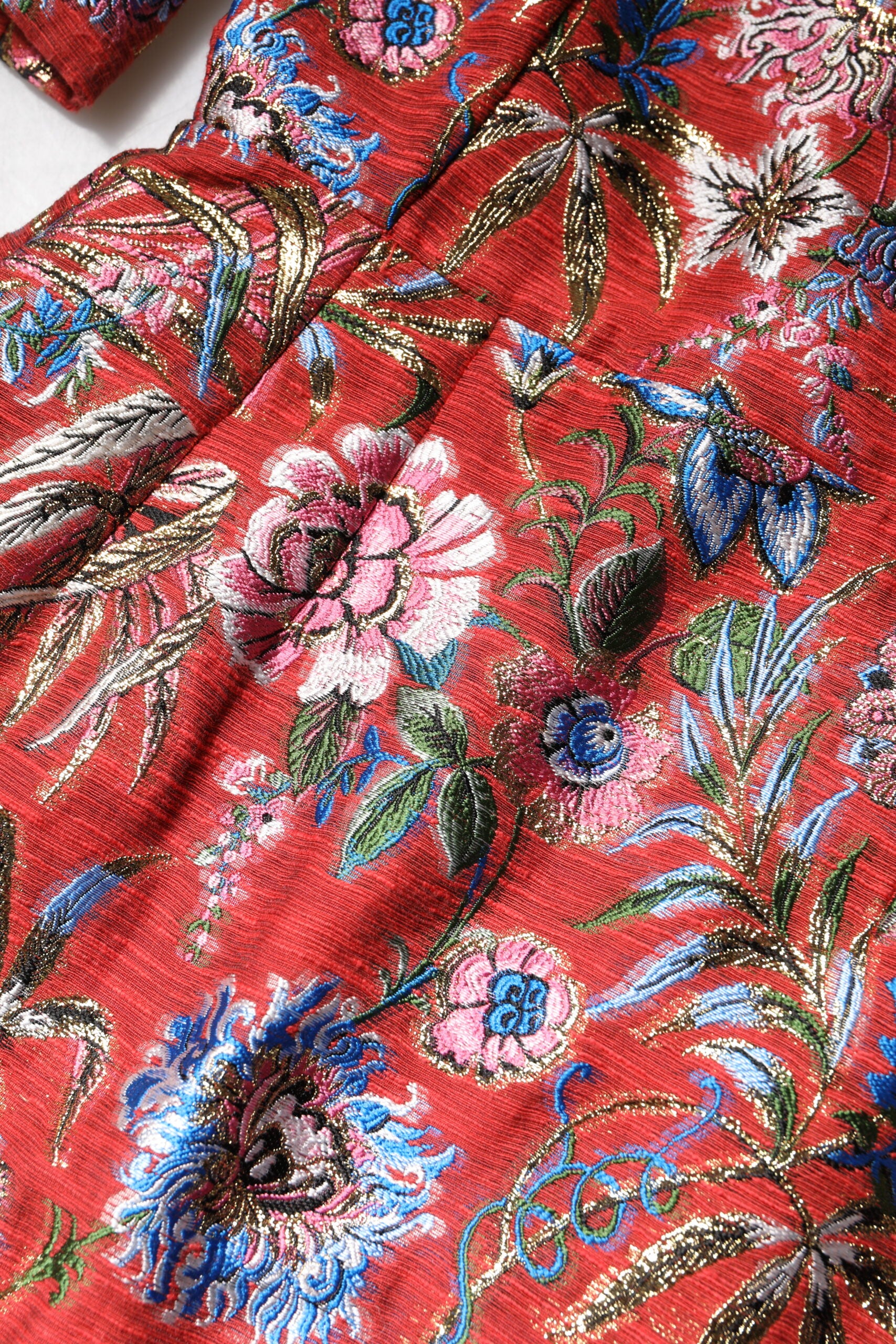 Red Floral Jacquard A-line Mini Dress