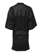 Black Cotton Short Sleeves V-neck T-shirt