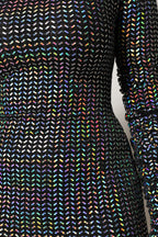 Black Embellished Nylon Bodycon Mini Dress