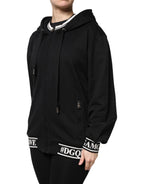 Black Cotton Hooded Full Zip Sweatshirt Sweater