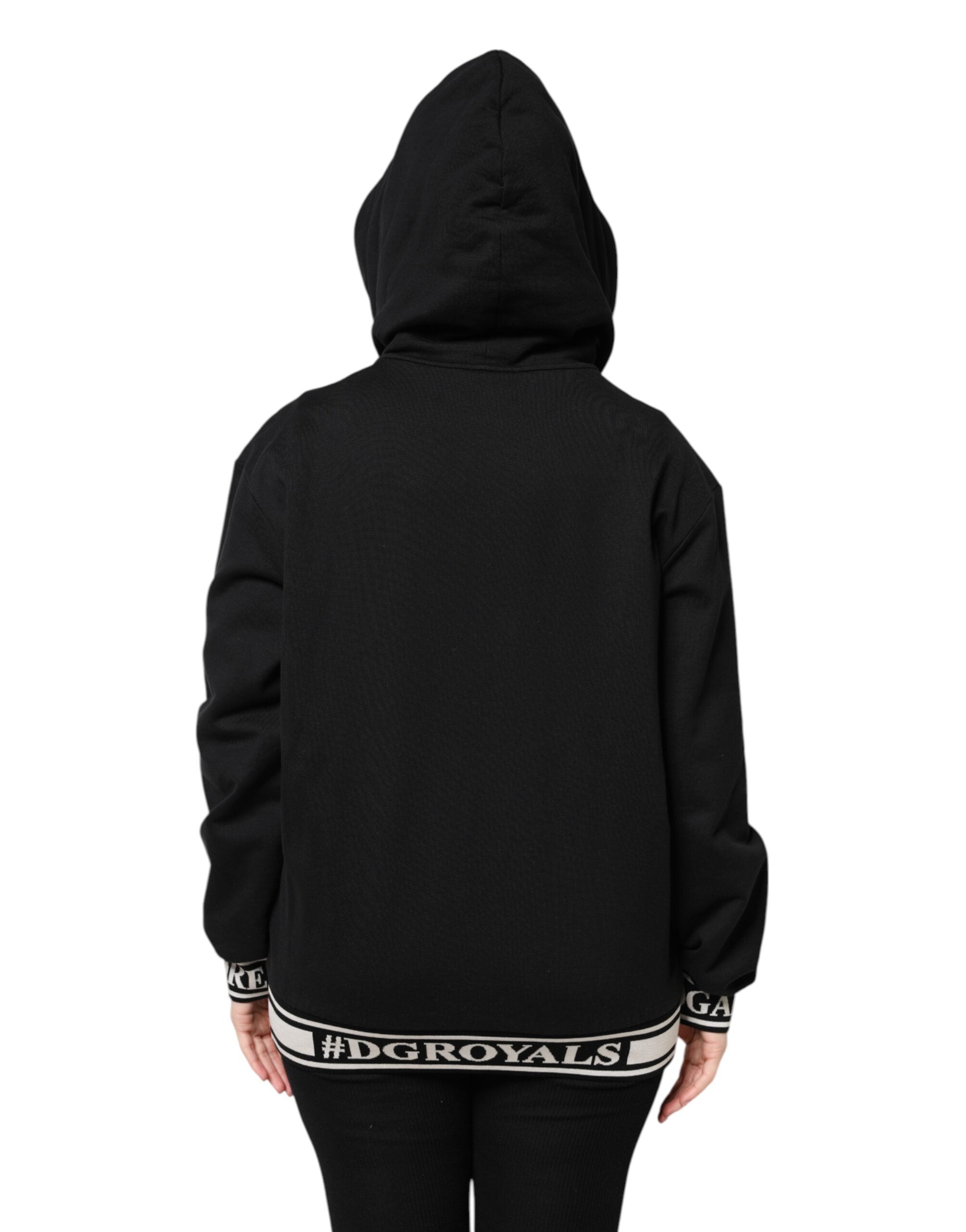 Black Cotton Hooded Full Zip Sweatshirt Sweater