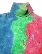 Multicolor Mohair Turtleneck Pullover Sweater