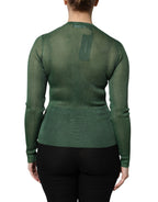 Green Polyester Long Sleeves Cardigan Sweater