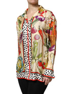 Multicolor Vegetables Silk Long Sleeves Top