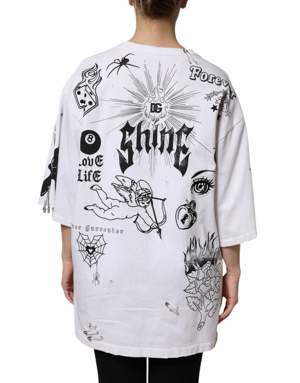 White Cotton DG BLESSED Printed T-shirt