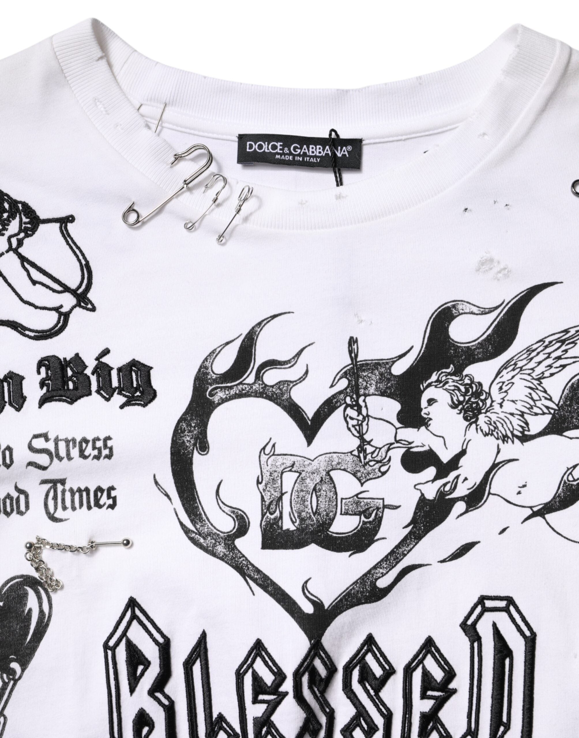 White Cotton DG BLESSED Printed T-shirt
