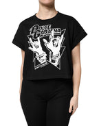 Black Cotton Printed Short Sleeves T-shirt