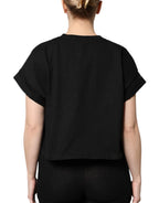 Black Cotton Printed Short Sleeves T-shirt