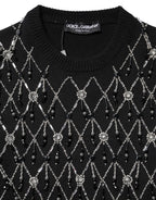 Black Cashmere Embellished Long Sleeves Top