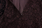 Purple Floral Lace Ricamo Maxi Dress