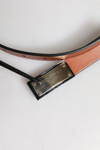 Brown Leather Gold Rectangle Buckle Belt