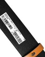 Brown Leather Buckle DG Logo Embossed Belt