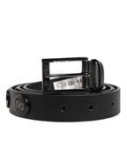 Black Luxury Leather DG Studs Buckle Belt