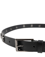 Black Luxury Leather DG Studs Buckle Belt