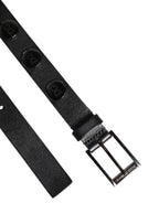 Black Luxury Leather DG Studs Buckle Belt