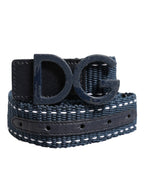 Blue Cotton Leather DG Logo Metal Buckle Belt