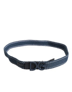 Blue Cotton Leather DG Logo Metal Buckle Belt