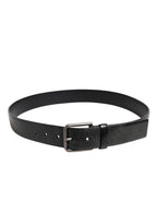 Black Classic Leather Metal Buckle Belt
