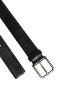 Black Classic Leather Metal Buckle Belt