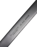 Black Classic Calf Leather Silver Buckle Belt