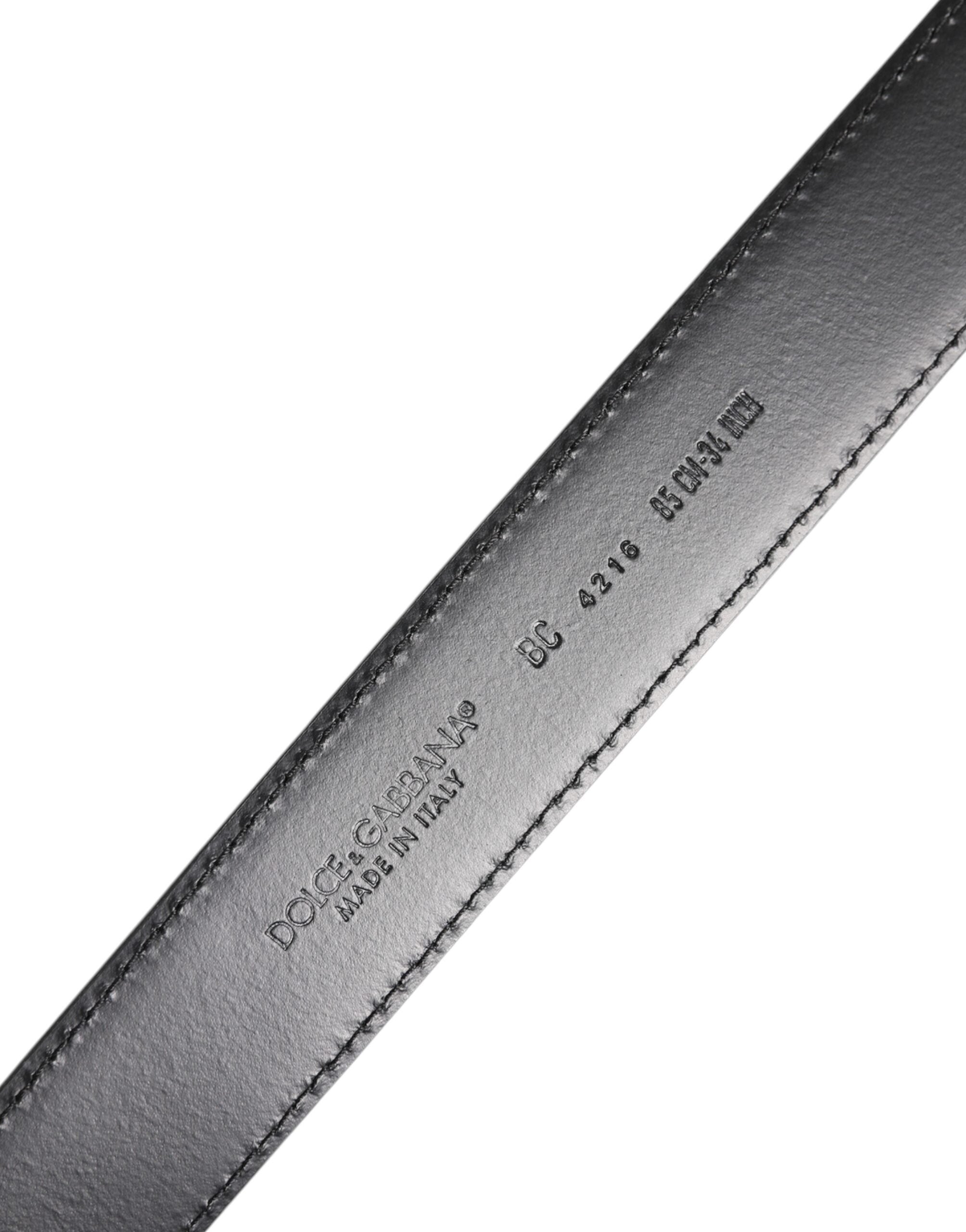 Black Classic Calf Leather Silver Buckle Belt