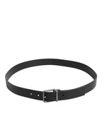 Black Classic Leather Metal Buckle Belt