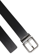 Black Classic Leather Metal Buckle Belt