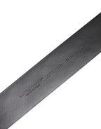 Black Calf Leather Studded Silver Buckle Belt