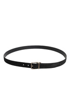 Black Calf Leather Classic Metal Buckle Belt