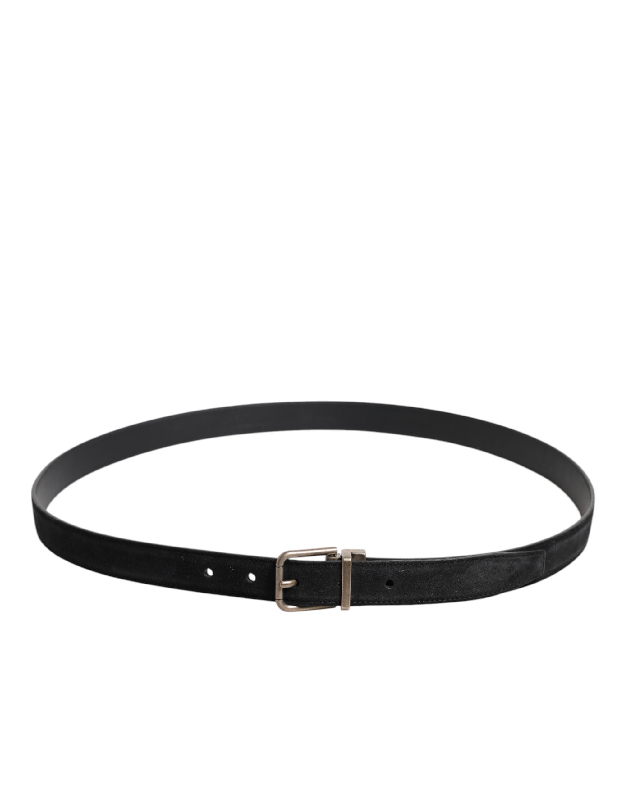 Black Calf Leather Classic Metal Buckle Belt