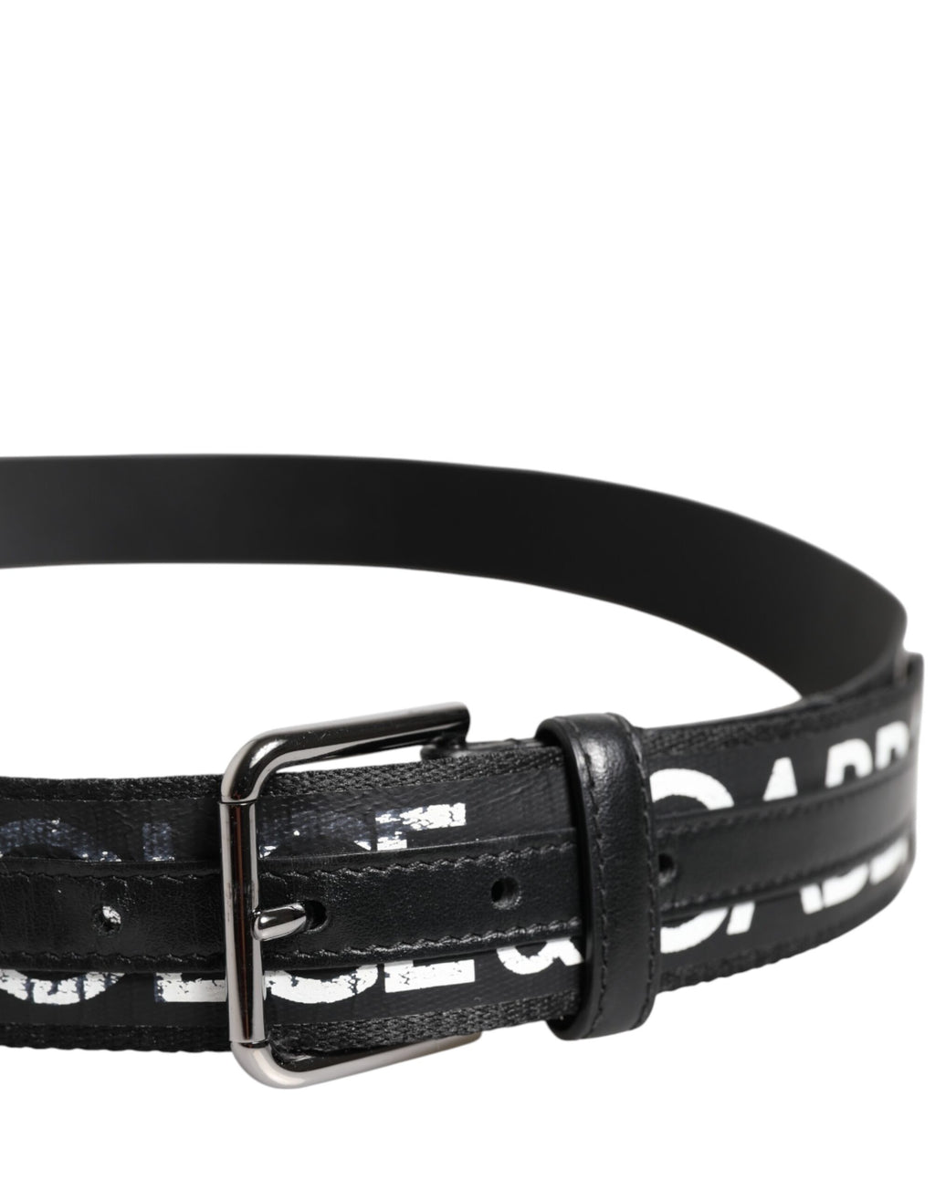 Black White DG Logo Brass Metal Buckle Belt
