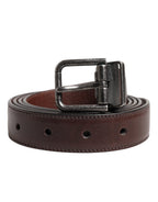 Brown Classic Calf Leather Metal Buckle Belt