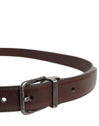 Brown Classic Calf Leather Metal Buckle Belt