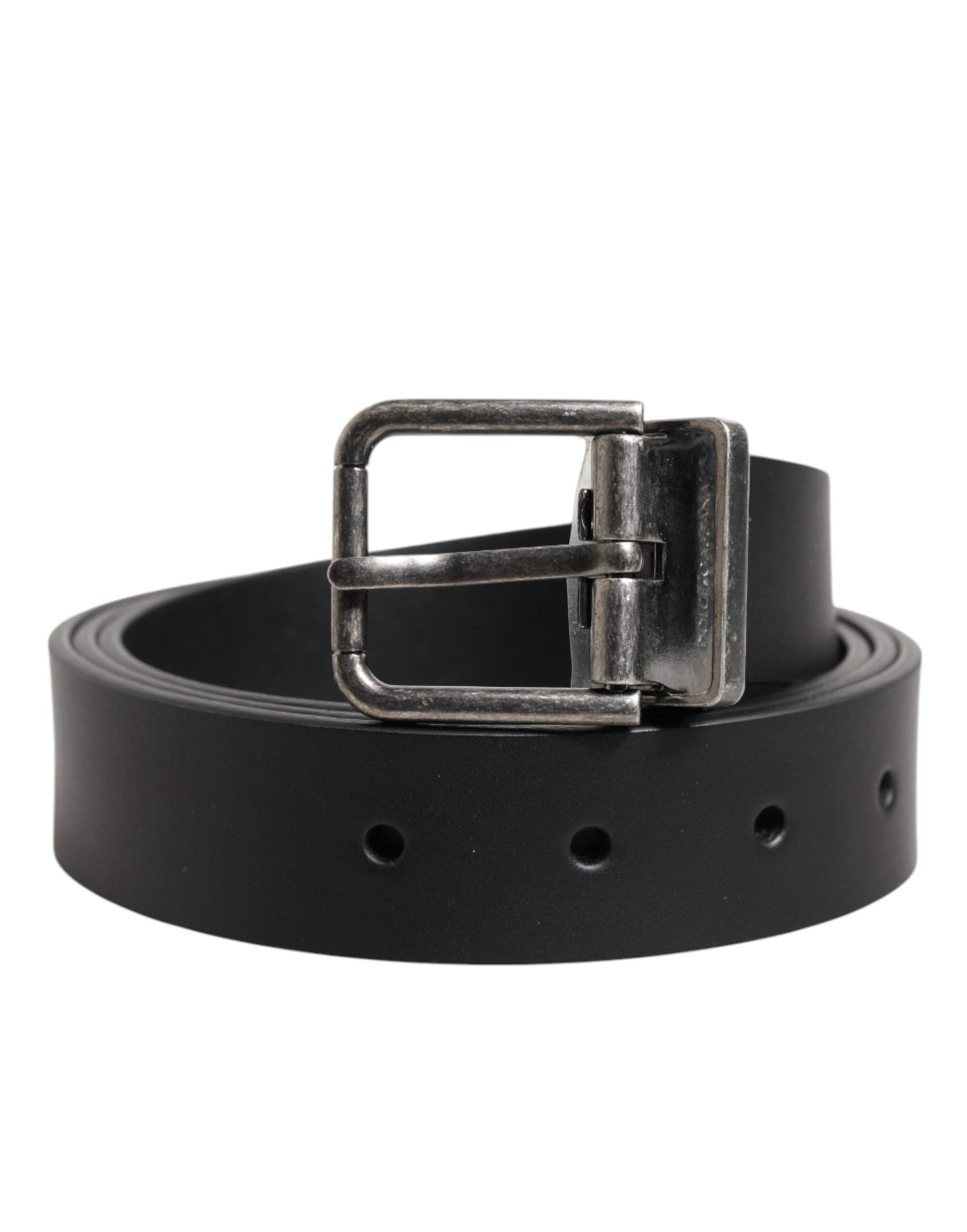 Black Classic Leather Metal Buckle Belt