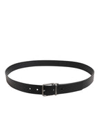 Black Classic Leather Metal Buckle Belt