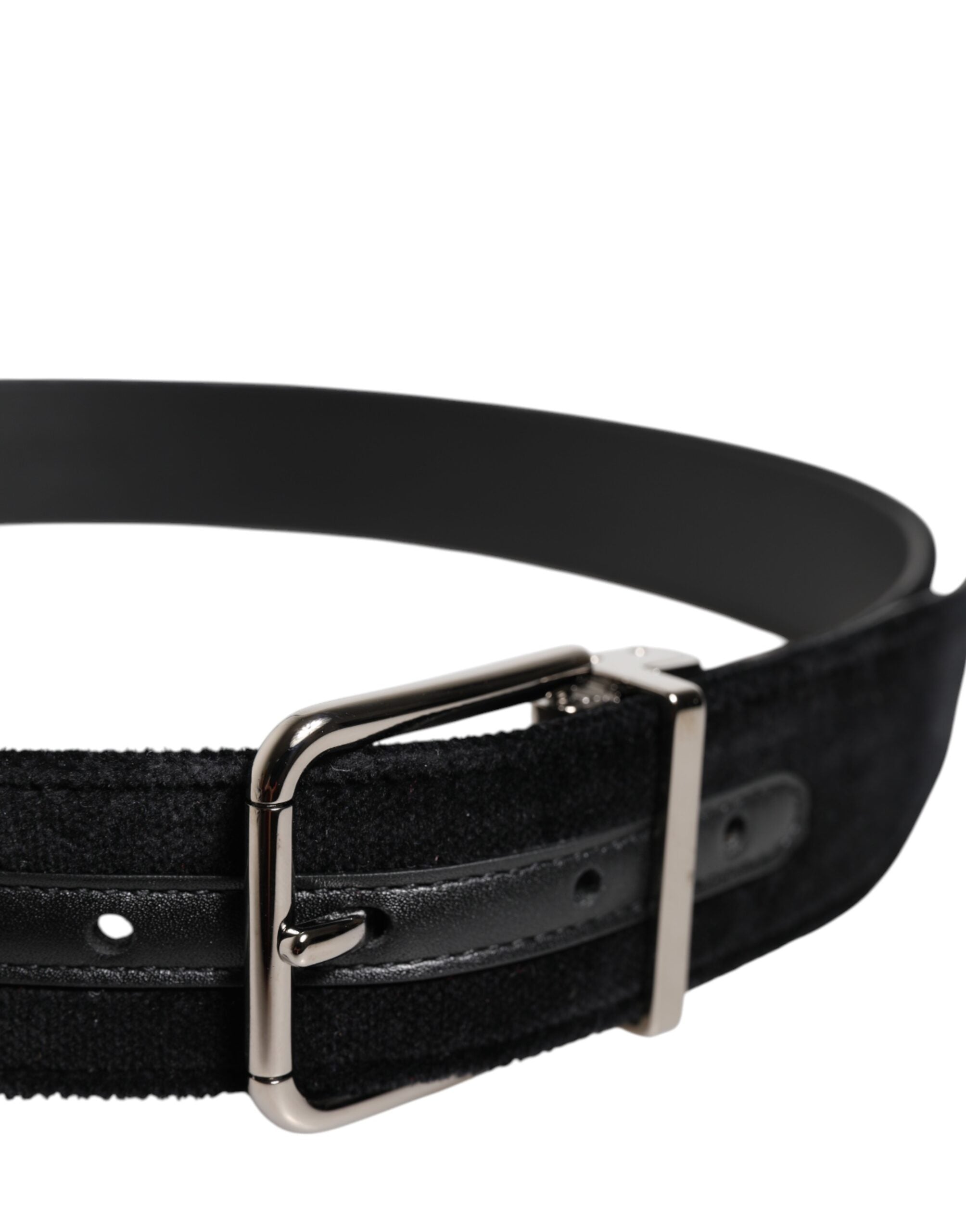 Black Cotton Silver Metal Buckle Belt
