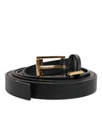 Black Double Strap Leather Gold Buckle Belt