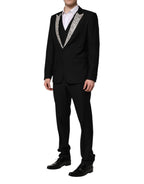 Black MARTINI Crystal Embellished 3 Pc Suit