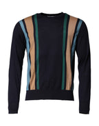 Multicolor Stripes Crew Neck Pullover Sweater